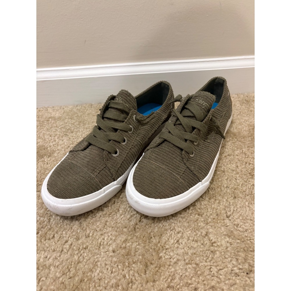 Blowfish Malibu Play Olive Green Corduroy Slip On Sneakers Womens 8.5 M